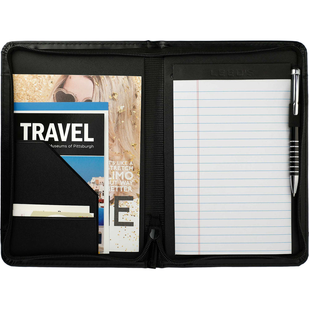 Windsor Junior Zippered Padfolio, Pebble Grain Debossing - Black - Photo