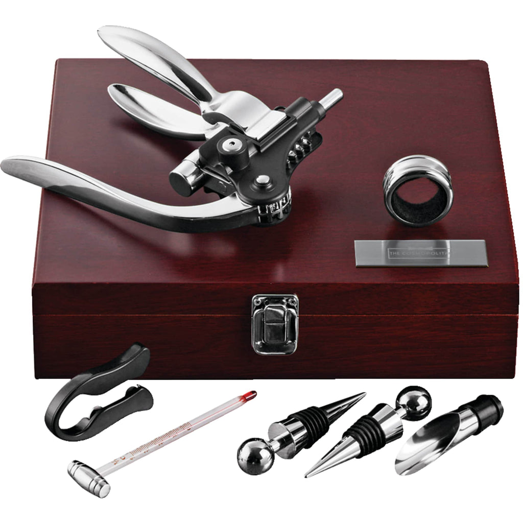 Wine Accessory Set in Cherry Wood Case - Wood - Front 2