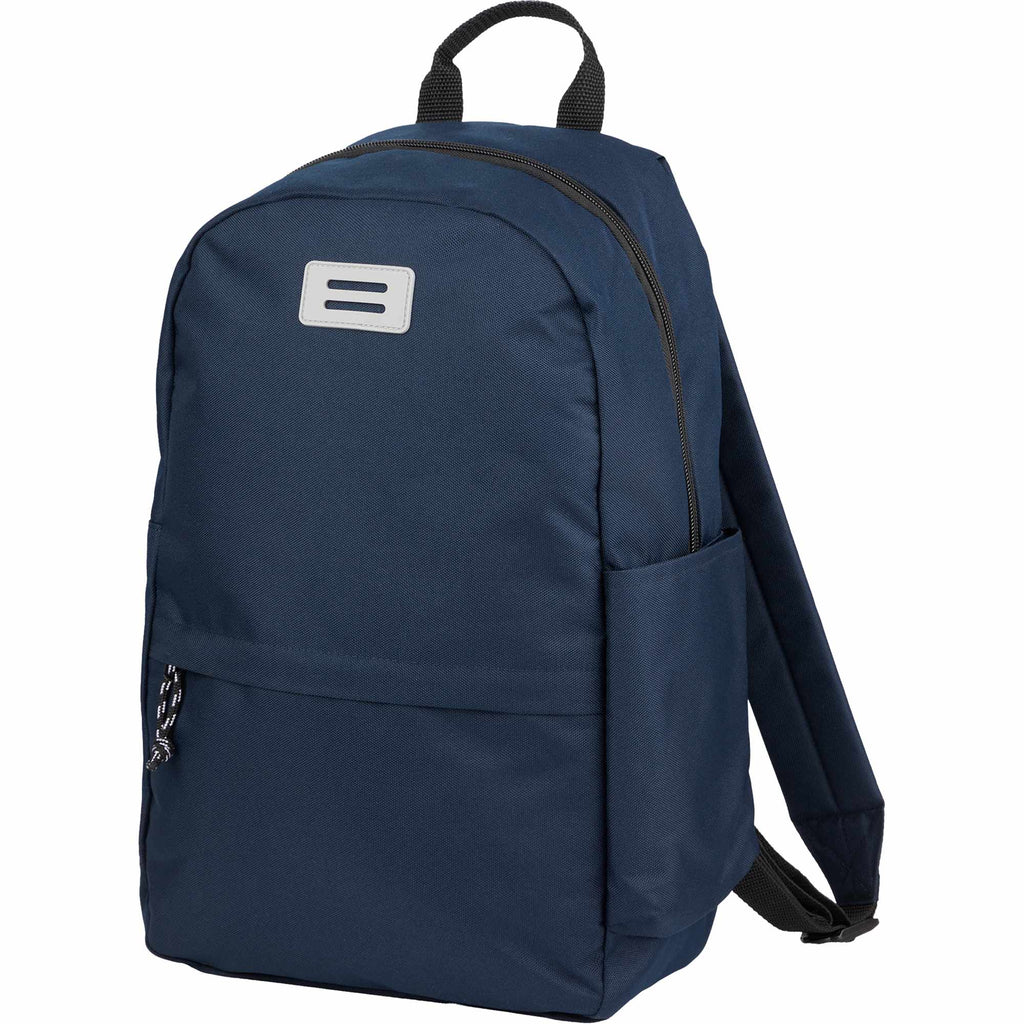 Wink Recycled Laptop Backpack, 15 Inch Embroidery - Navy - Left Angle