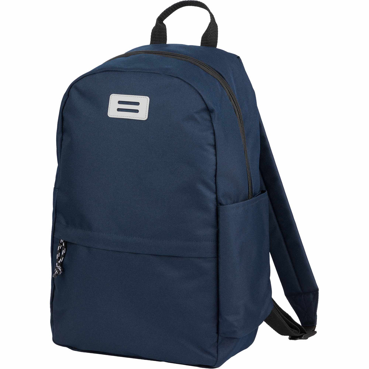 Wink Recycled Laptop Backpack, 15 Inch Embroidery - Navy - Left Angle