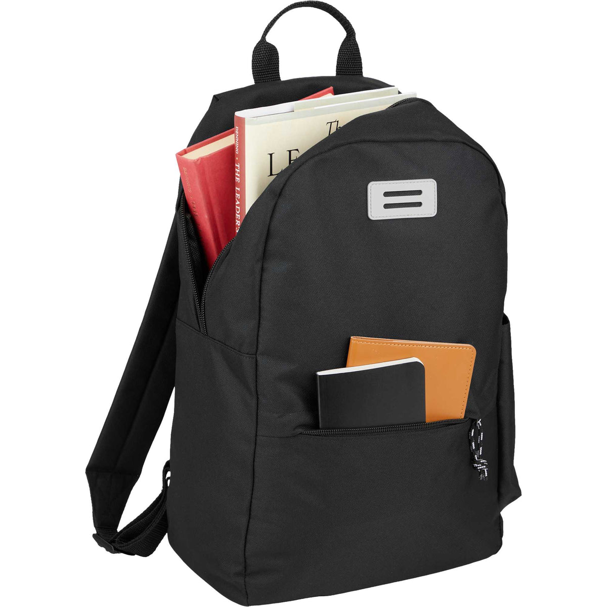 Wink Recycled Laptop Backpack, 15 Inch Full Color - Black - Propped