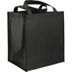 Wipe-Clean Grocery Tote, Laminated Inside and Out - Black - Angled 2