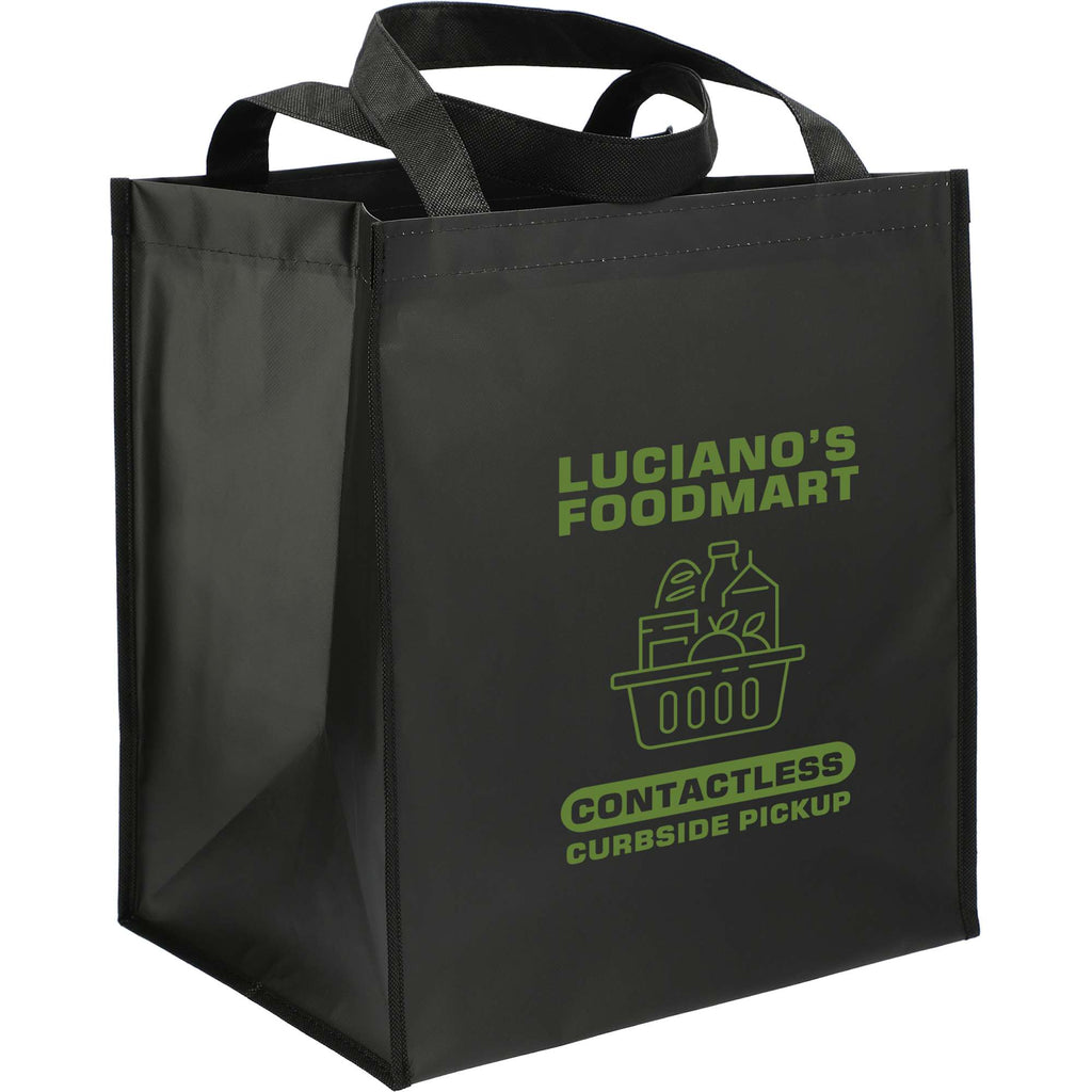 Wipe-Clean Grocery Tote, Laminated Inside and Out - Black - Angled