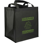 Wipe-Clean Grocery Tote, Laminated Inside and Out - Black - Angled