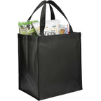 Wipe-Clean Grocery Tote, Laminated Inside and Out - Black - Propped 2