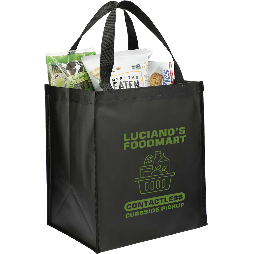 Wipe-Clean Grocery Tote, Laminated Inside and Out - Black - Propped