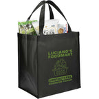 Wipe-Clean Grocery Tote, Laminated Inside and Out - Black - Propped