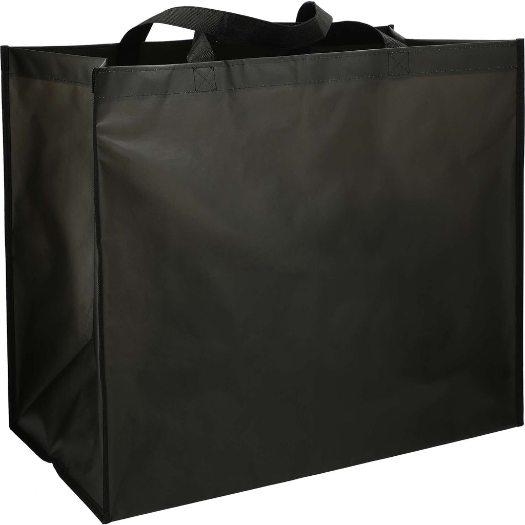 Wipe-Clean Jumbo Tote, Laminated Inside and Out - Black - Angled 2
