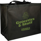 Wipe-Clean Jumbo Tote, Laminated Inside and Out - Black - Angled