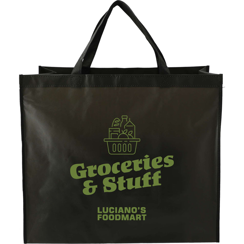Wipe-Clean Jumbo Tote, Laminated Inside and Out - Black - Front