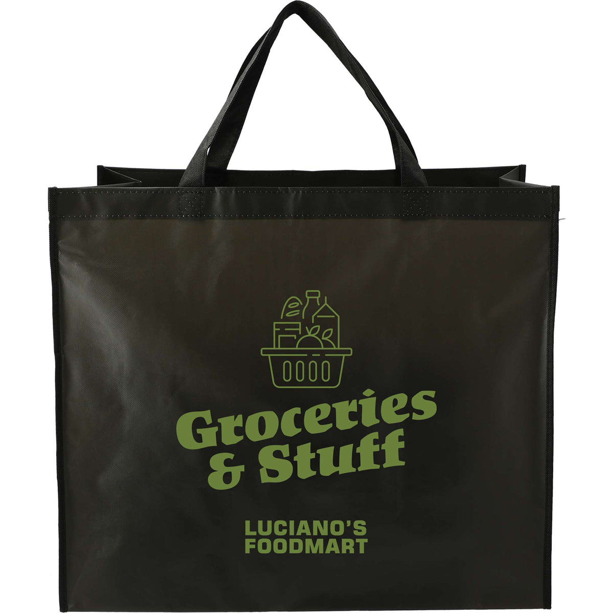 Wipe-Clean Jumbo Tote, Laminated Inside and Out - Black - Front