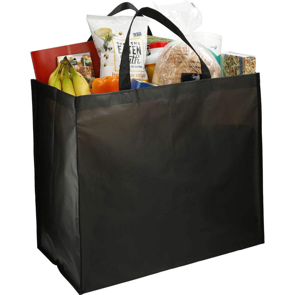 Wipe-Clean Jumbo Tote, Laminated Inside and Out - Black - Propped 2