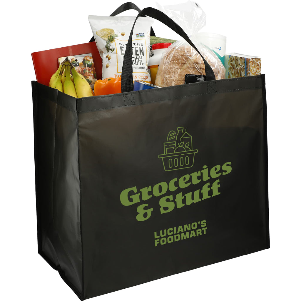 Wipe-Clean Jumbo Tote, Laminated Inside and Out - Black - Propped