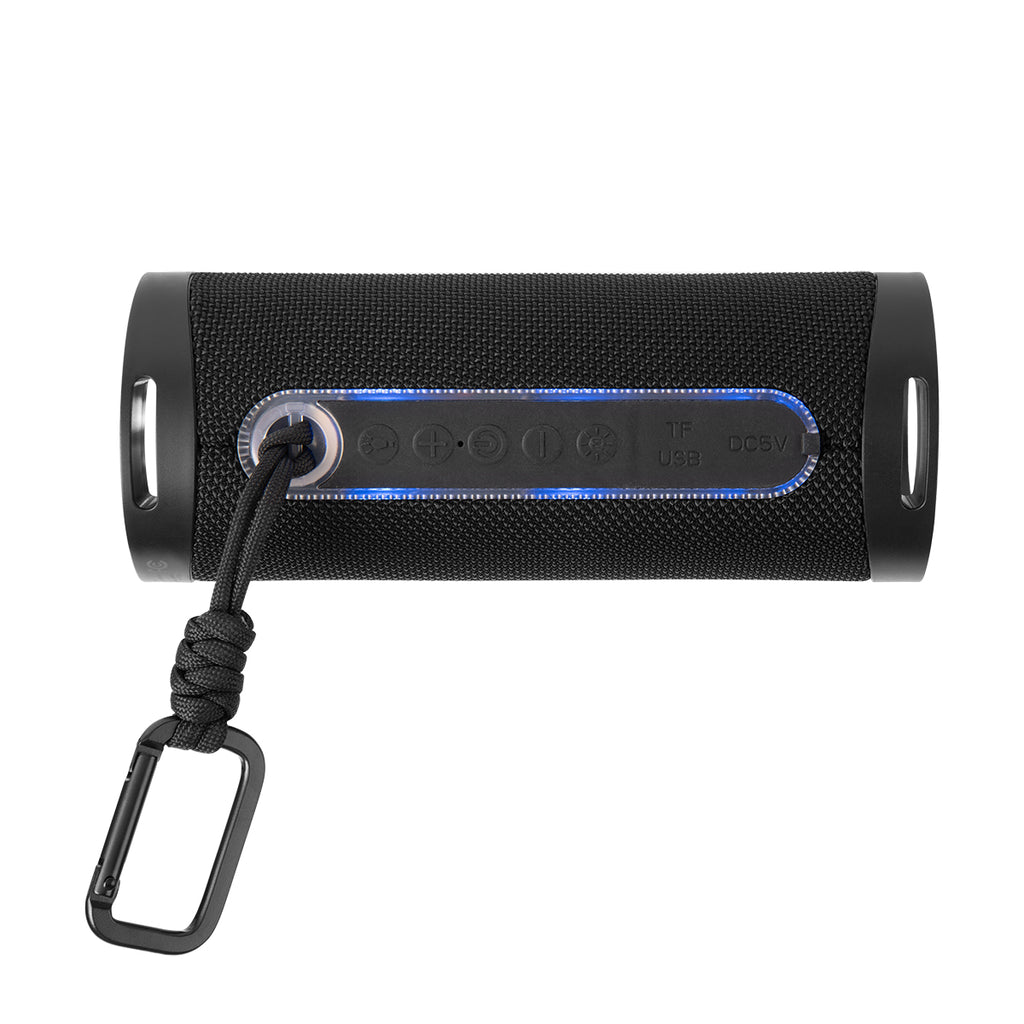 Wireless Barrel Speaker with Flashlight - Black - Ports