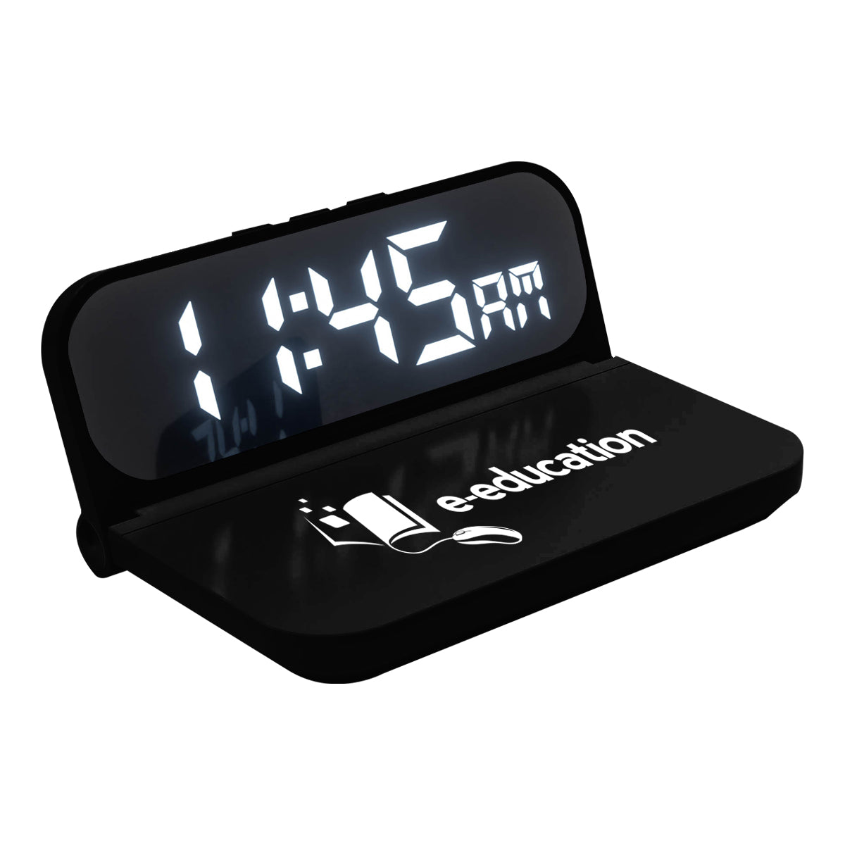 Wireless Charger and Clock, 15W Full Color - Black - Silk Screen