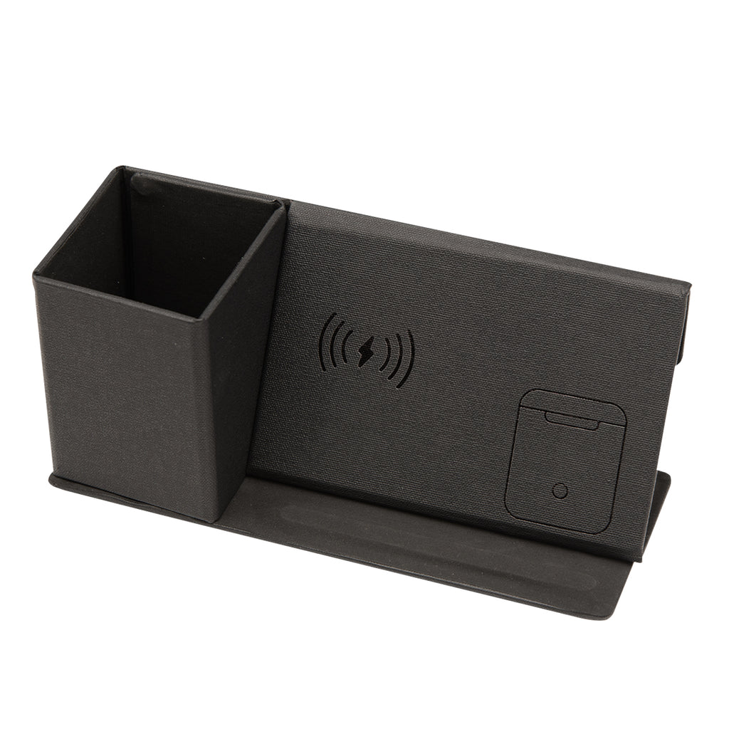 Wireless Charging Desk Organizer and Dry Erase Board - Black - Top