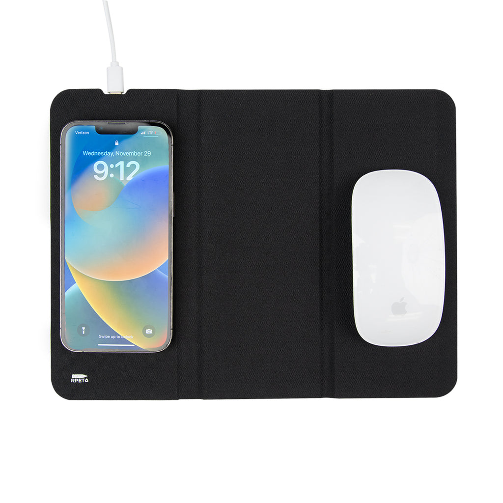Wireless Charging Mouse Pad in Recycled PET, 10W - Black - Inuse