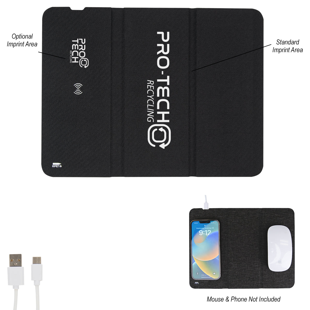 Wireless Charging Mouse Pad in Recycled PET, 10W