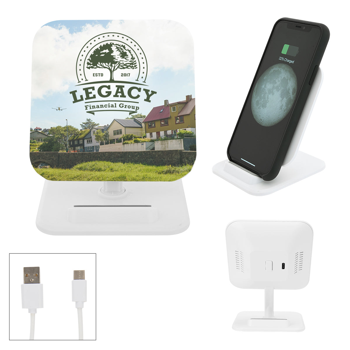 Wireless Charging Pad and Phone Stand Full Color