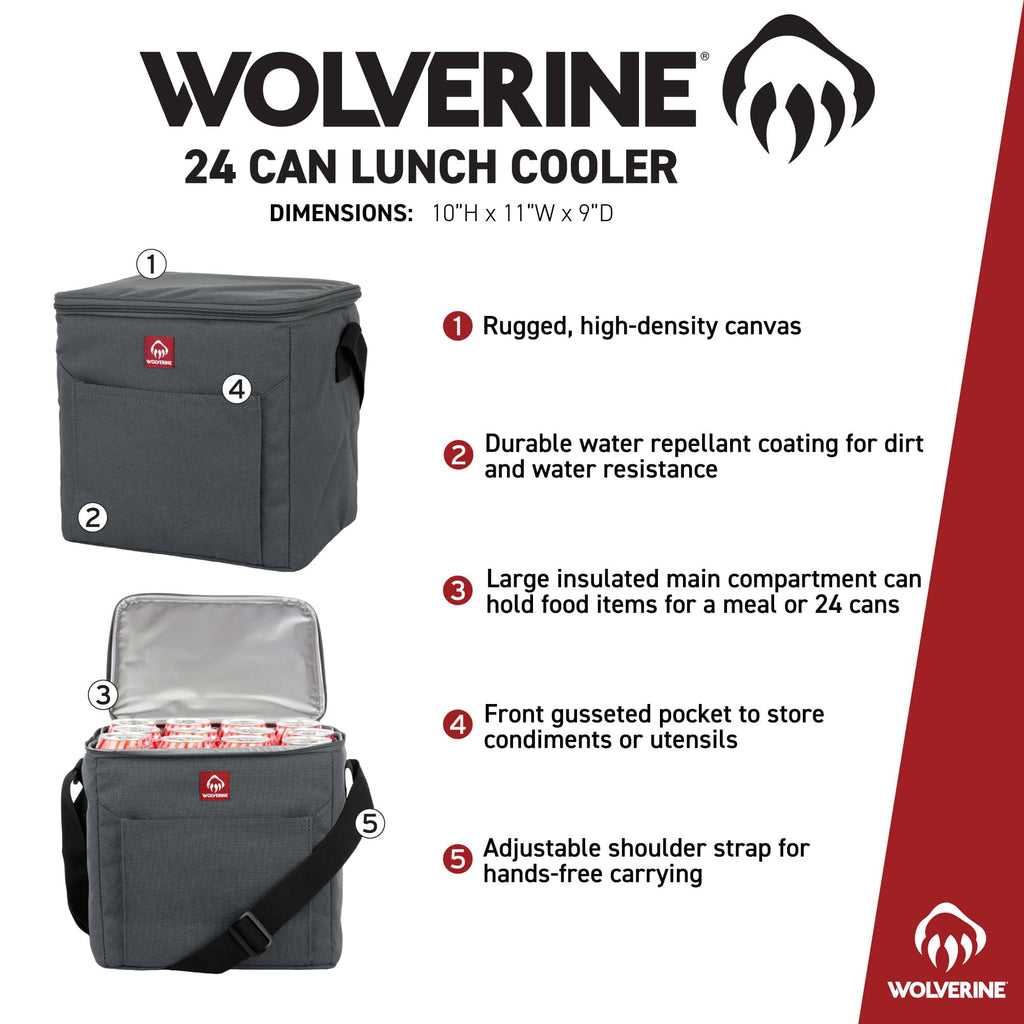 Wolverine Canvas Lunch Cooler for 24 Cans Transfer - Black - Photo