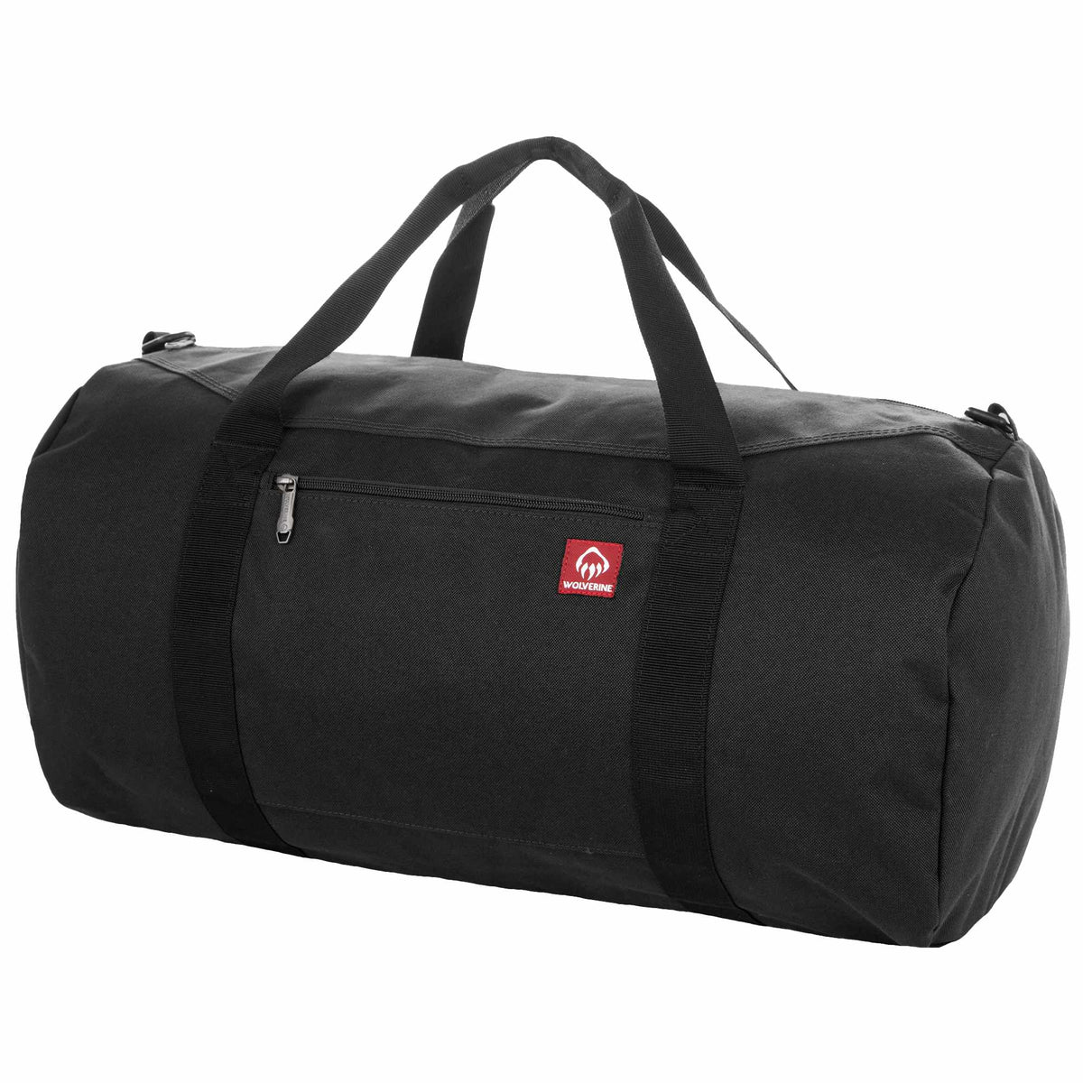 Wolverine Center Zip Canvas Duffel Bag, 22 Inches Embroidery - Black - Left Angle
