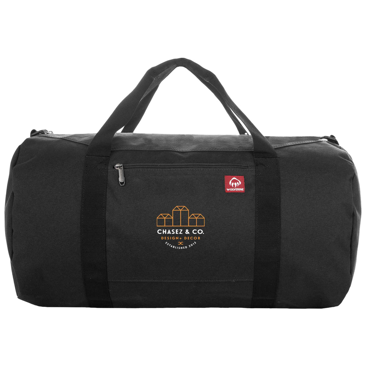 Wolverine Center Zip Canvas Duffel Bag, 22 Inches Transfer - Black - Front