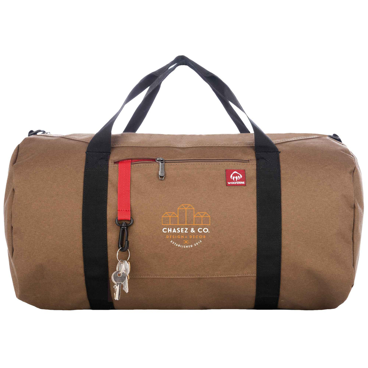 Wolverine Center Zip Canvas Duffel Bag, 22 Inches Transfer - Chestnut - Front