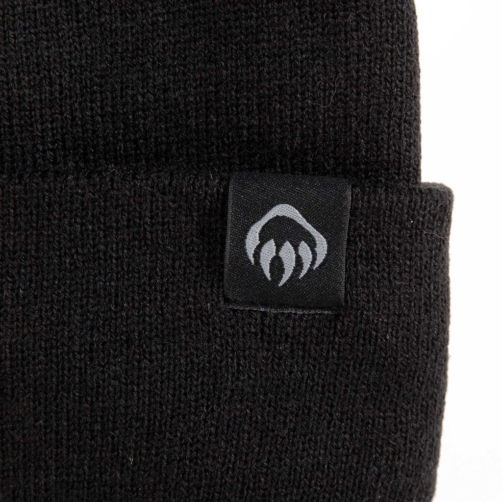 Wolverine Rib Knit Watch Cap, Made in USA Embroidery - Black - Detail