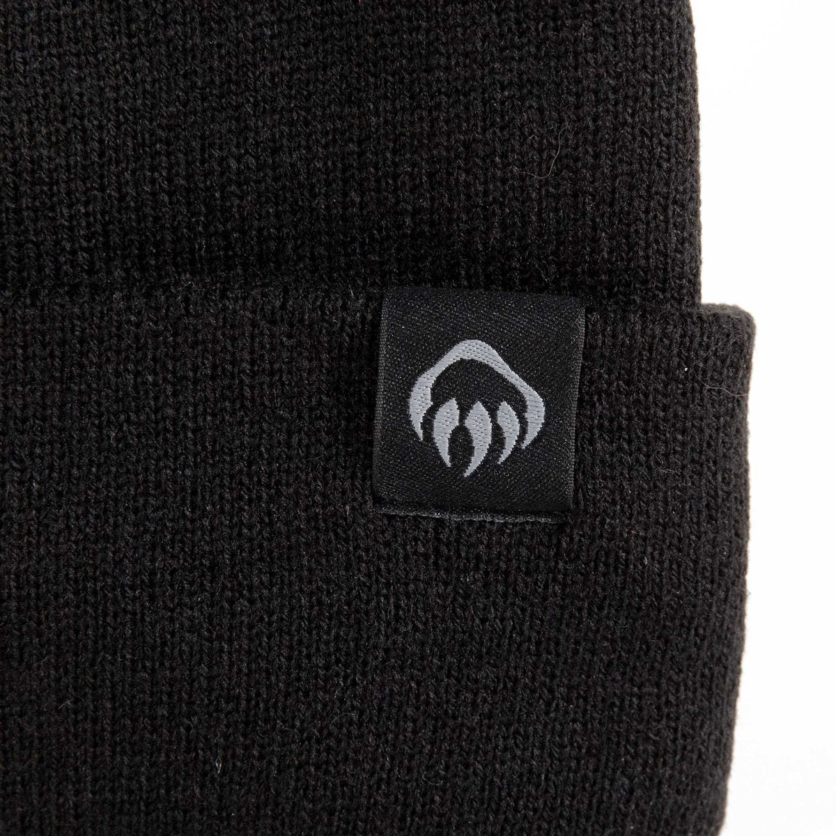 Wolverine Rib Knit Watch Cap, Made in USA Embroidery - Black - Detail