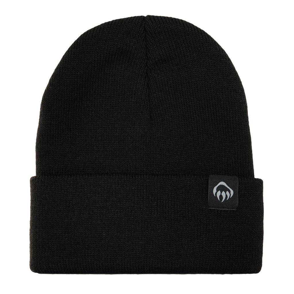 Wolverine Rib Knit Watch Cap, Made in USA Embroidery - Black - Front