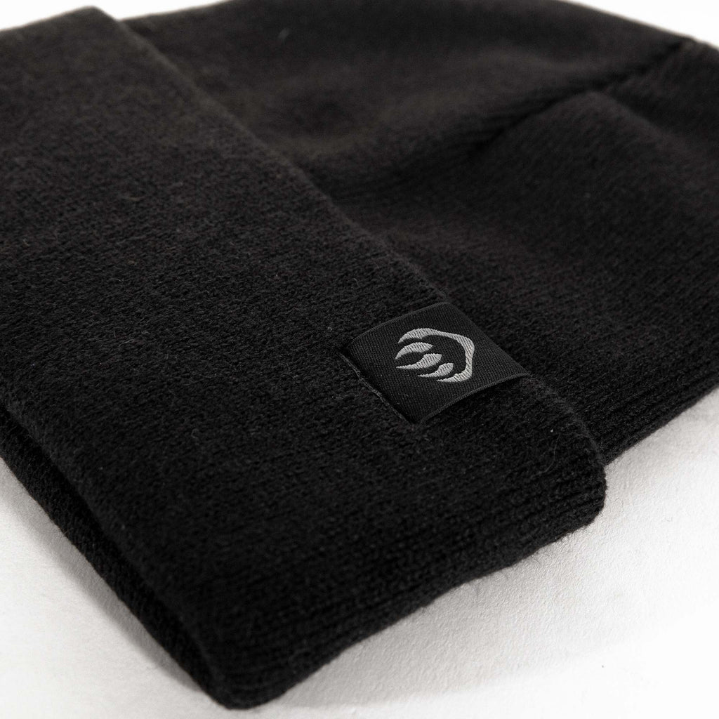 Wolverine Rib Knit Watch Cap, Made in USA Embroidery - Black - Right Angle 2