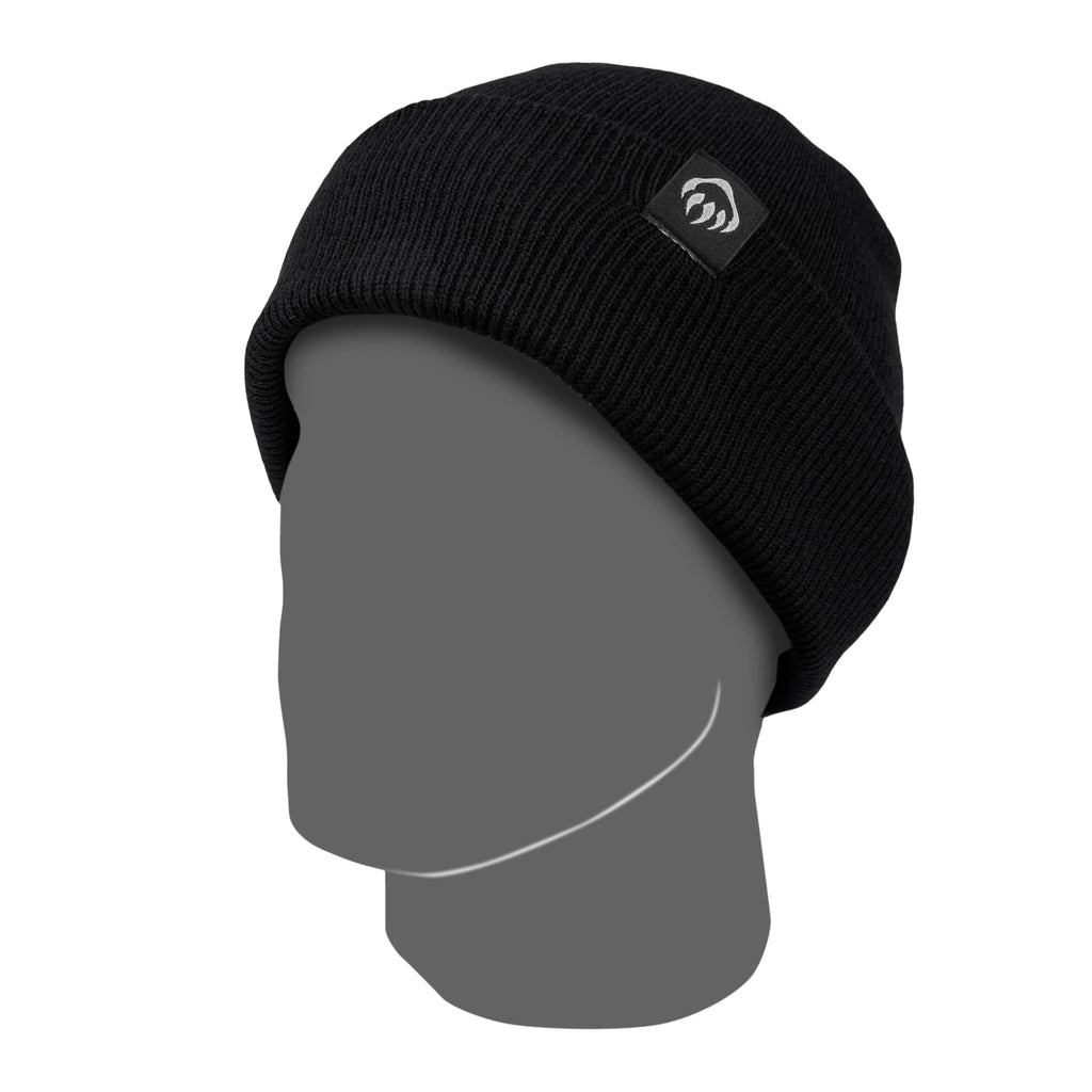 Wolverine Rib Knit Watch Cap, Made in USA Embroidery - Black - Right Angle