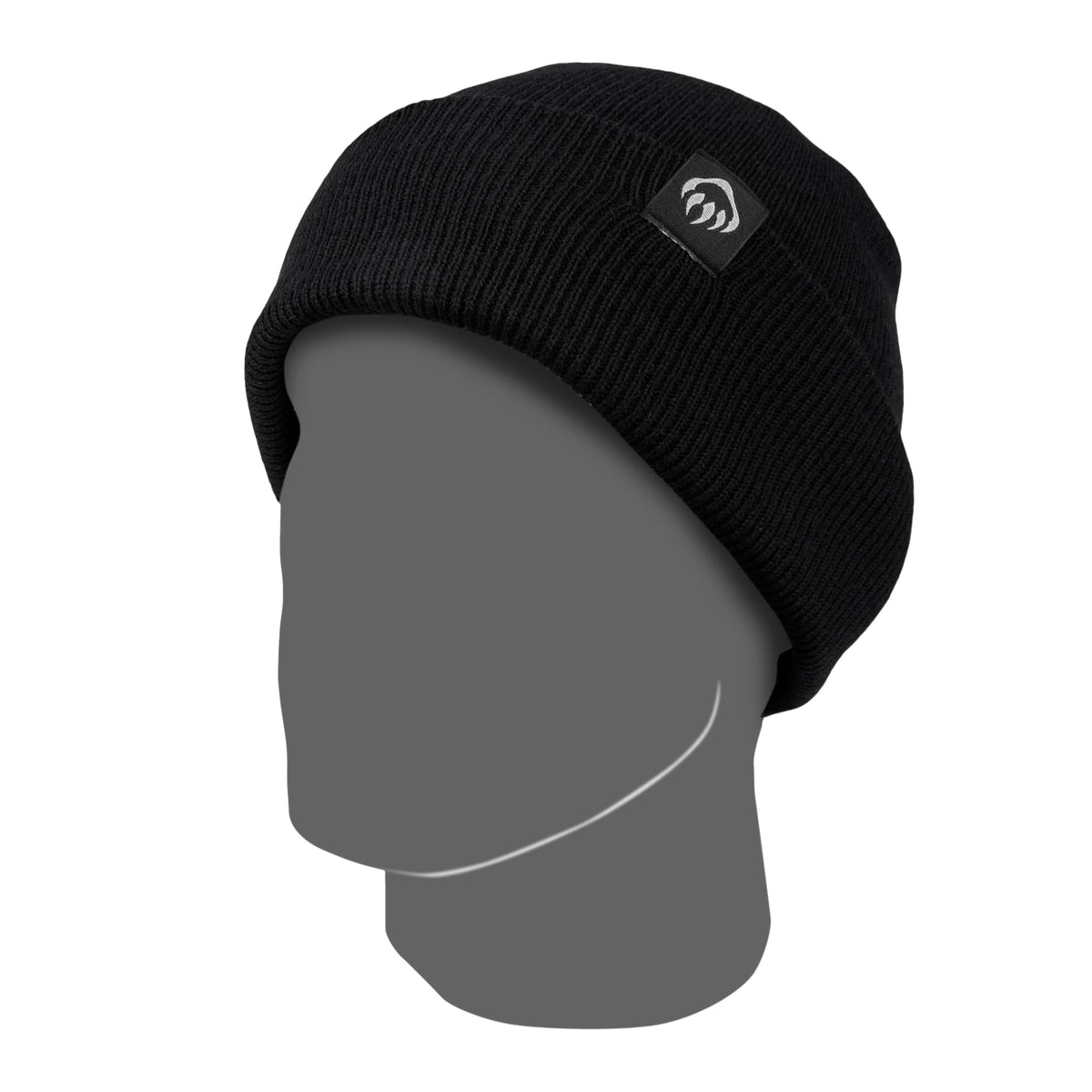 Wolverine Rib Knit Watch Cap, Made in USA Embroidery - Black - Right Angle