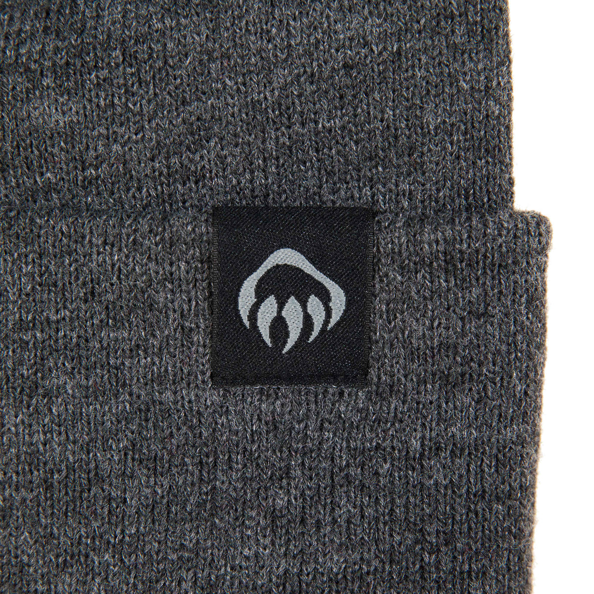 Wolverine Rib Knit Watch Cap, Made in USA Embroidery - Charcoal Grey - Detail