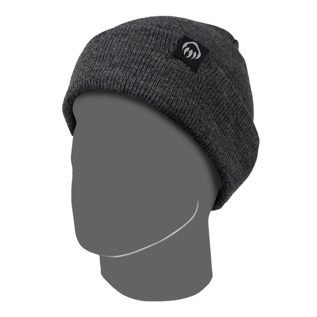 Wolverine Rib Knit Watch Cap, Made in USA Embroidery - Charcoal Grey - Right Angle