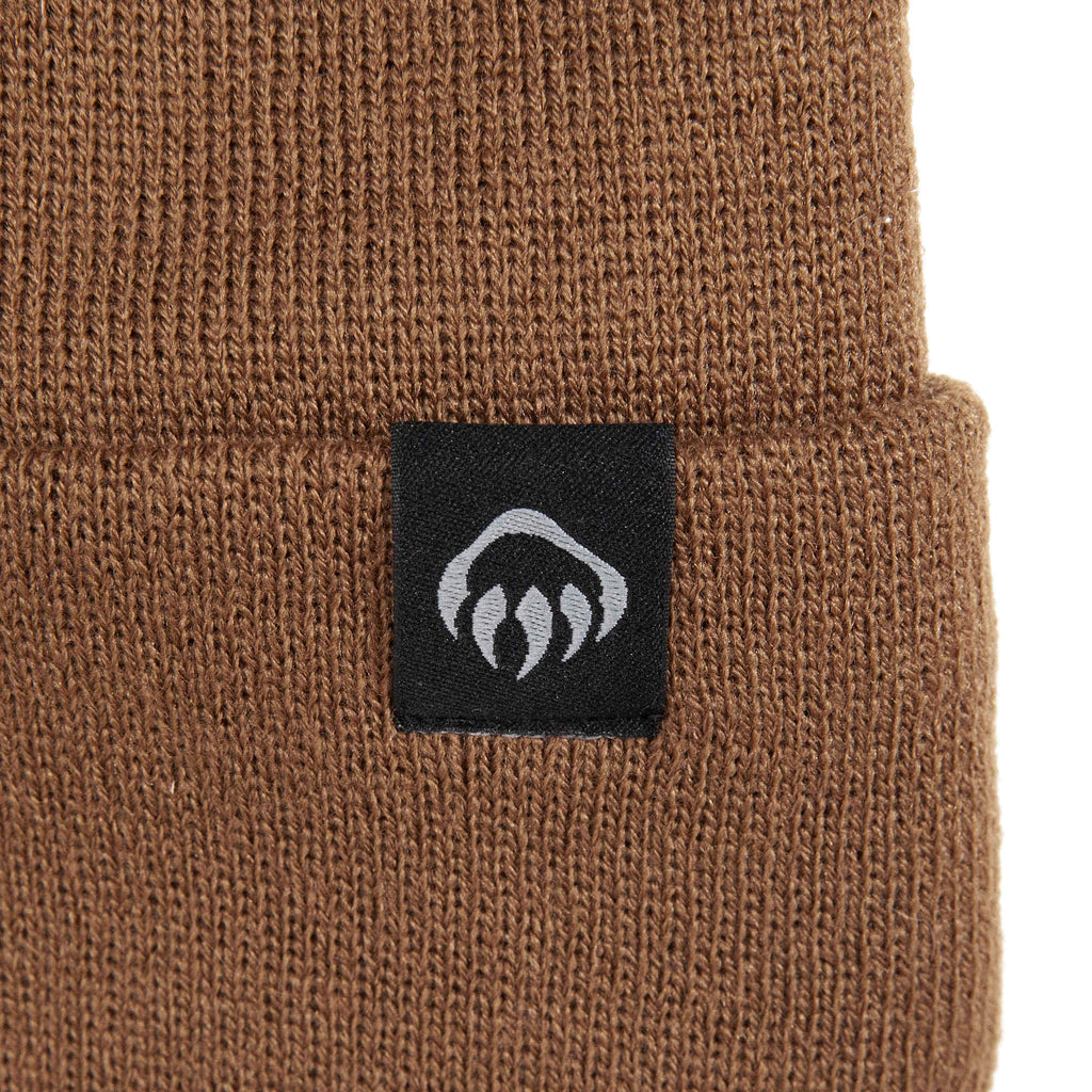 Wolverine Rib Knit Watch Cap, Made in USA Embroidery - Chestnut - Detail