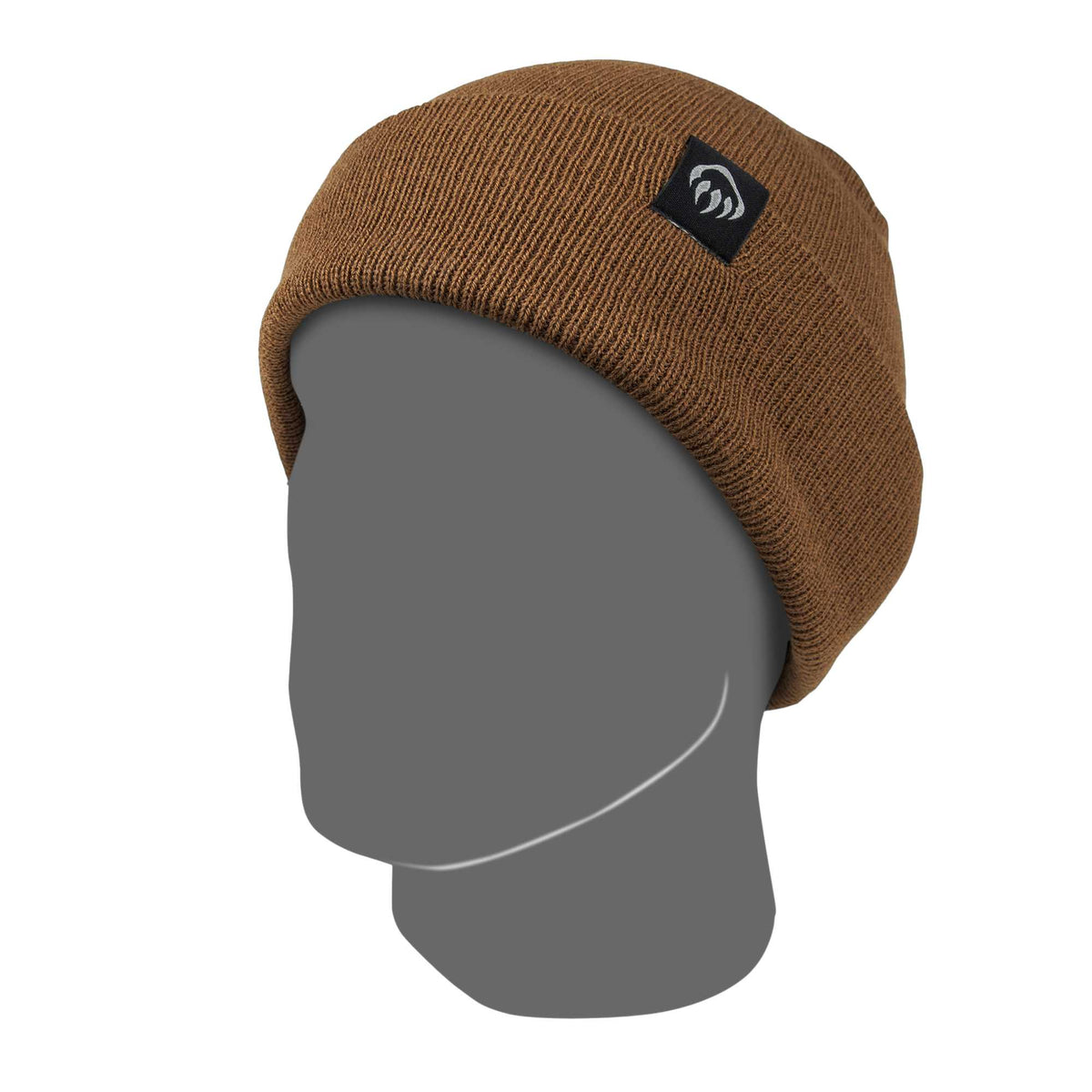Wolverine Rib Knit Watch Cap, Made in USA Embroidery - Chestnut - Right Angle