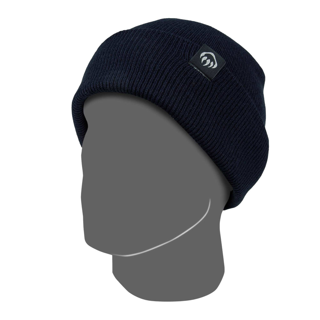 Wolverine Rib Knit Watch Cap, Made in USA Embroidery - Dark Navy - Right Angle