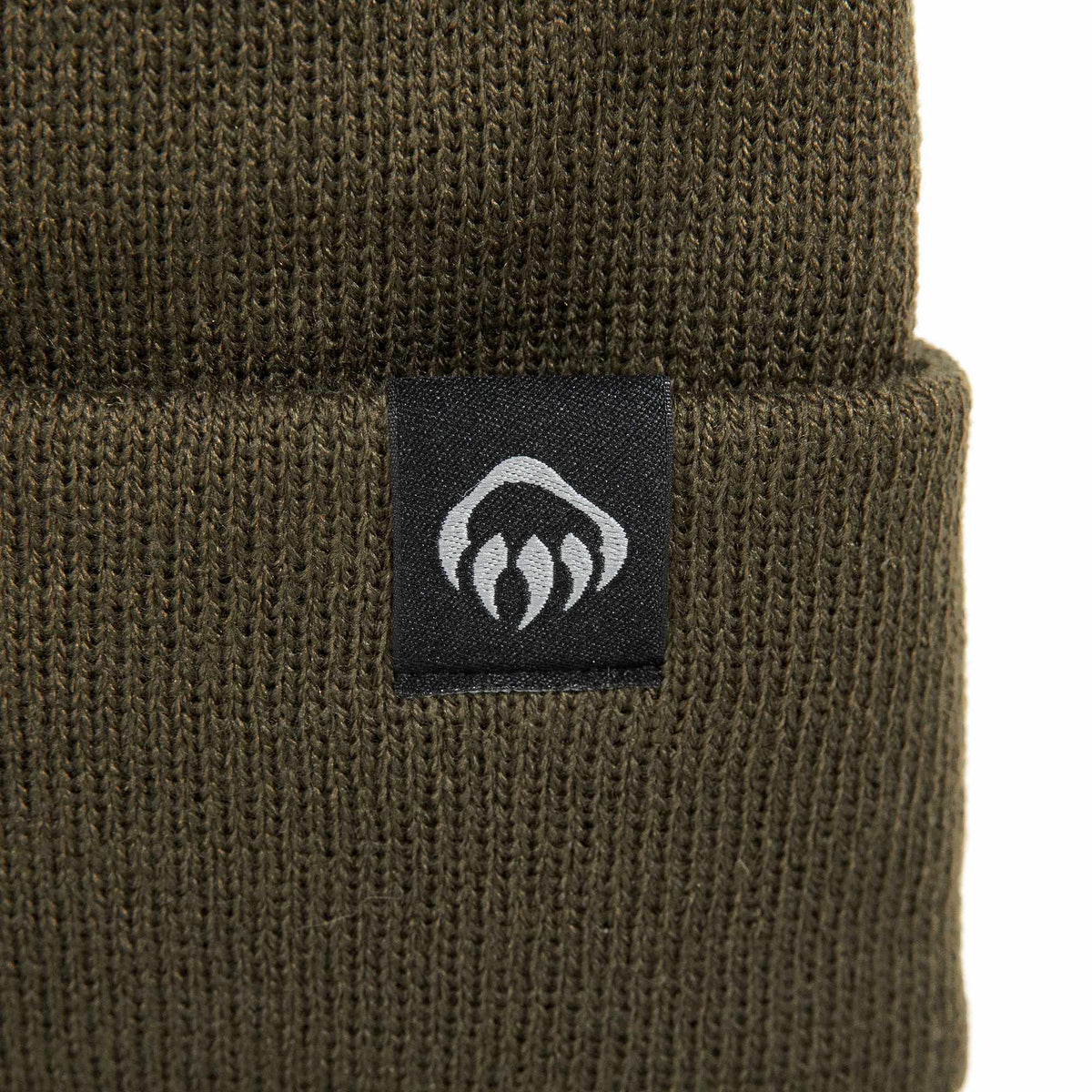Wolverine Rib Knit Watch Cap, Made in USA Embroidery - Dark Olive - Detail
