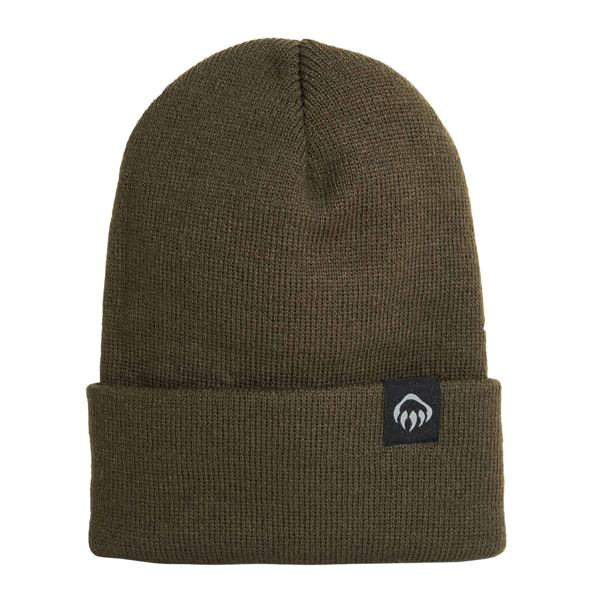 Wolverine Rib Knit Watch Cap, Made in USA Embroidery - Dark Olive - Front