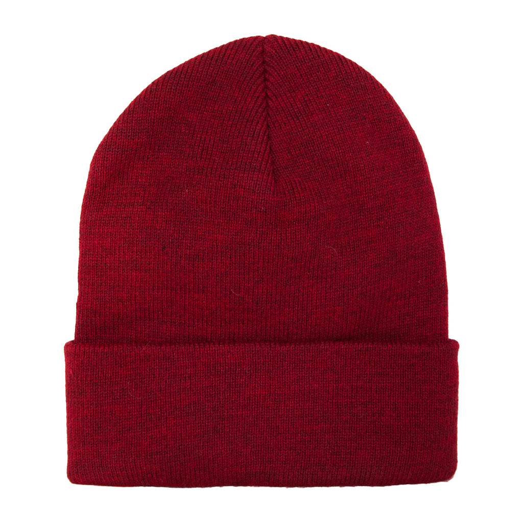 Wolverine Rib Knit Watch Cap, Made in USA Embroidery - Dark Red - Back