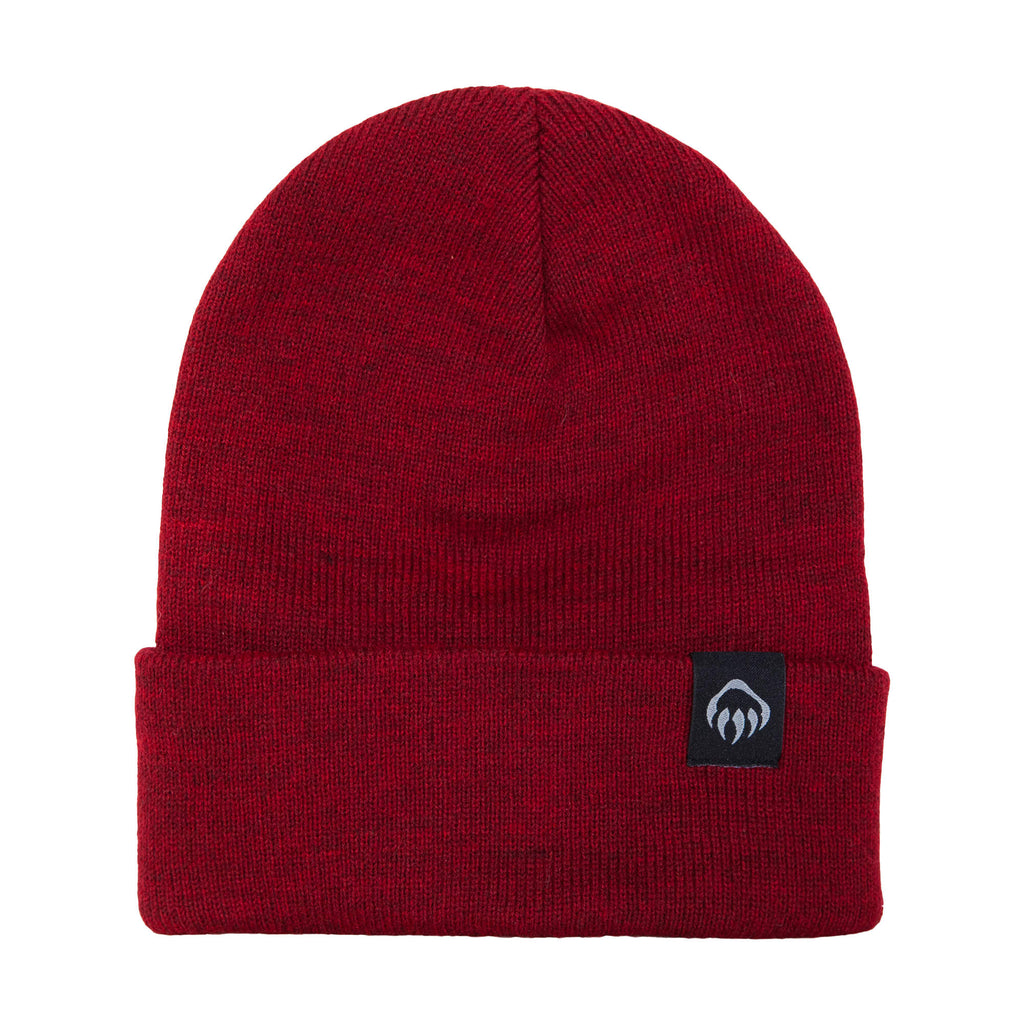 Wolverine Rib Knit Watch Cap, Made in USA Embroidery - Dark Red - Front
