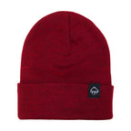 Wolverine Rib Knit Watch Cap, Made in USA Embroidery - Dark Red - Front
