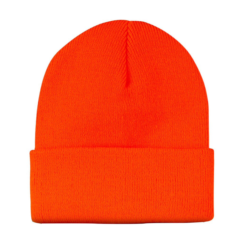 Wolverine Rib Knit Watch Cap, Made in USA Embroidery - Saftey Orange - Back