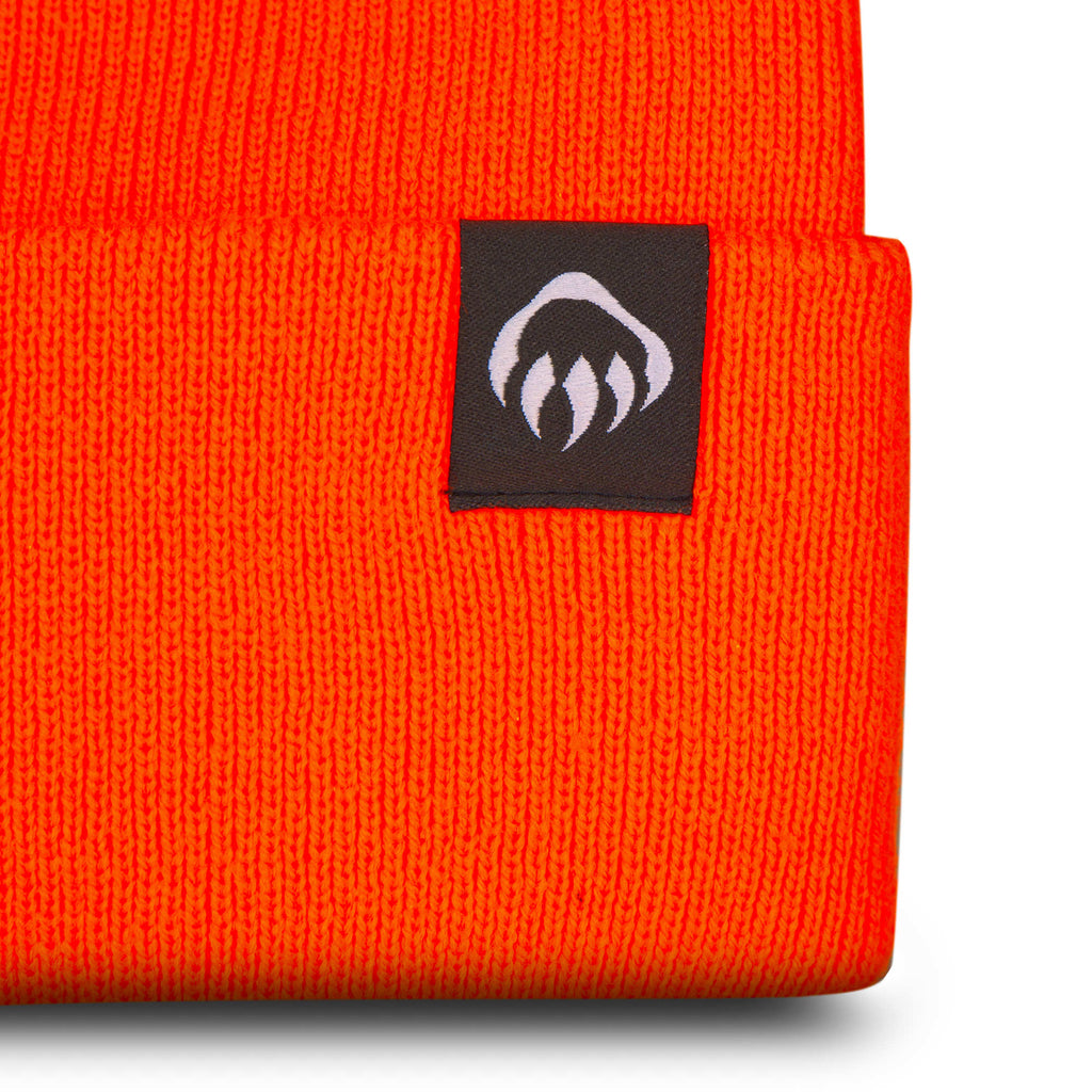 Wolverine Rib Knit Watch Cap, Made in USA Embroidery - Saftey Orange - Detail 2