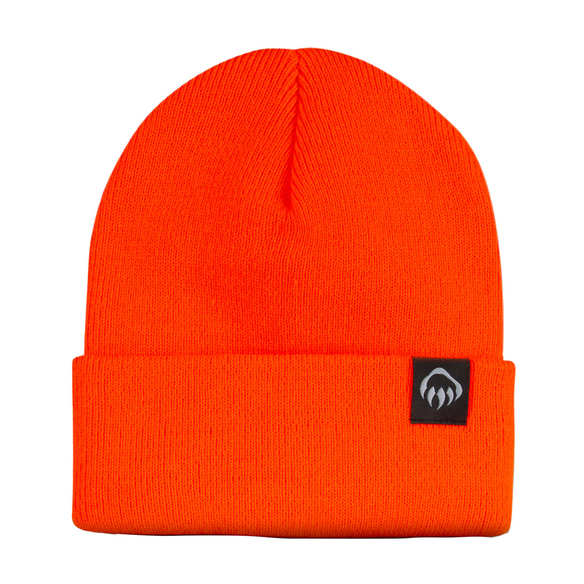 Wolverine Rib Knit Watch Cap, Made in USA Embroidery - Saftey Orange - Front