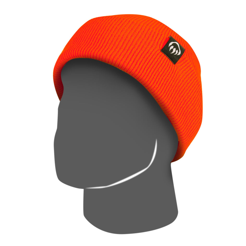 Wolverine Rib Knit Watch Cap, Made in USA Embroidery - Saftey Orange - Right Angle