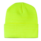 Wolverine Rib Knit Watch Cap, Made in USA Embroidery - Saftey Yellow - Back
