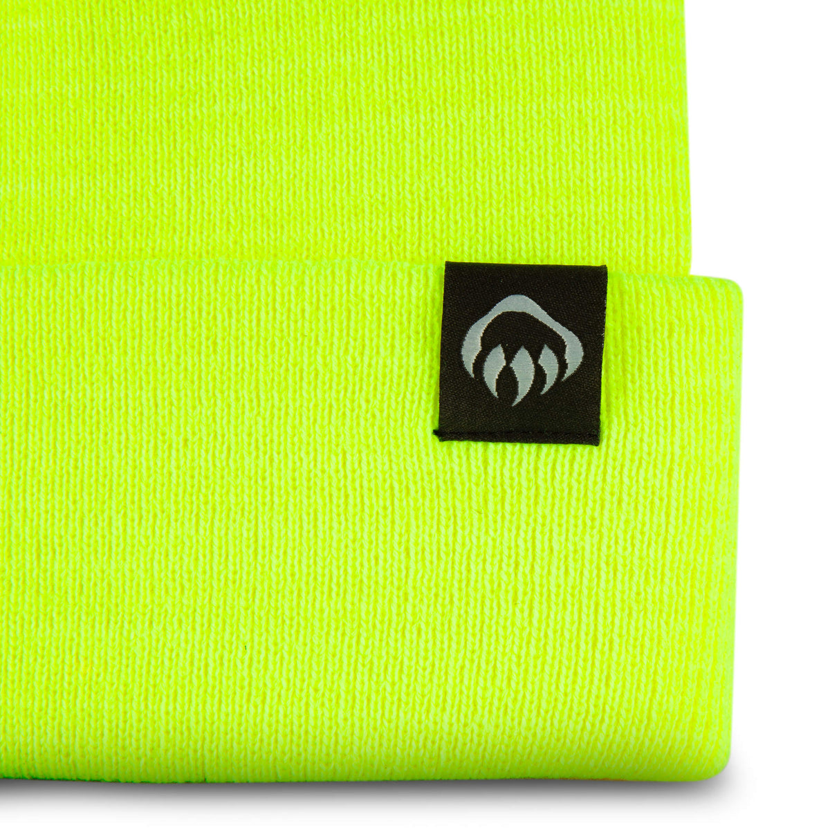 Wolverine Rib Knit Watch Cap, Made in USA Embroidery - Saftey Yellow - Detail