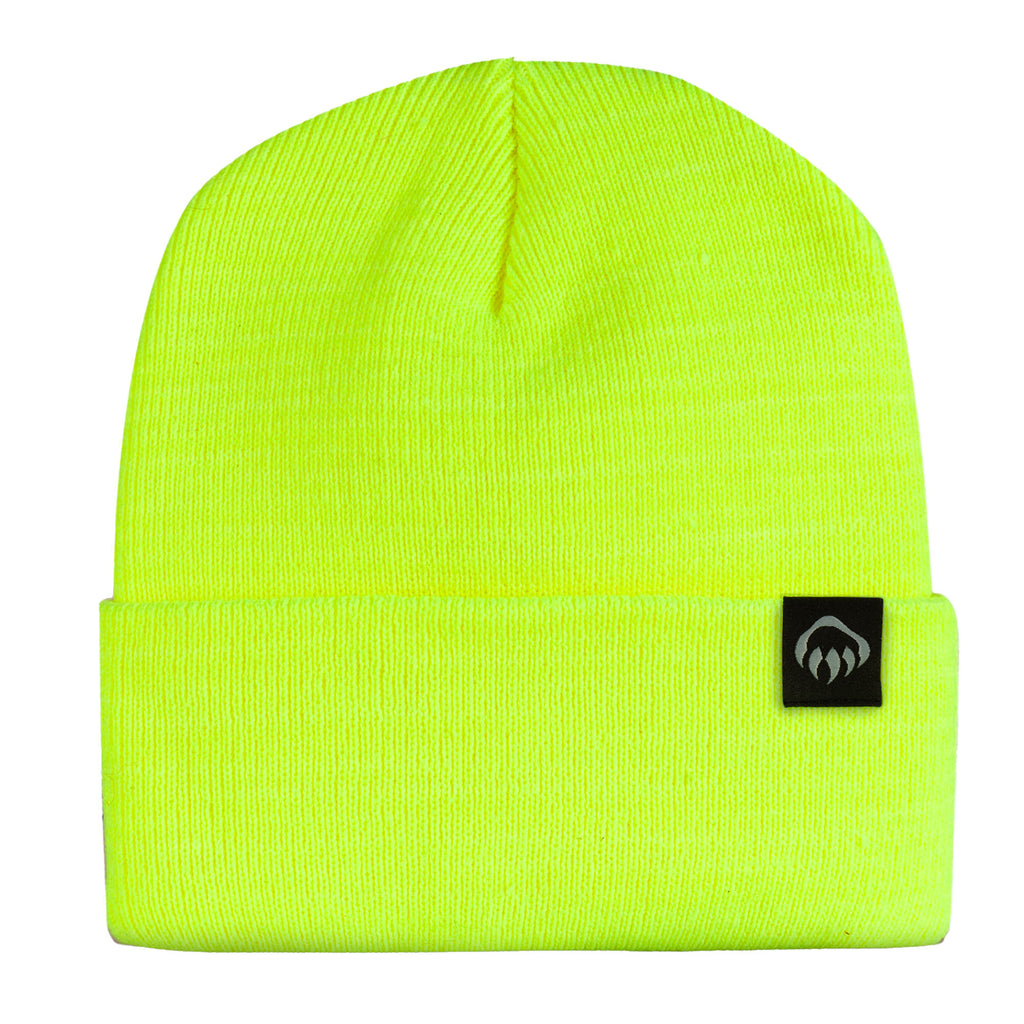 Wolverine Rib Knit Watch Cap, Made in USA Embroidery - Saftey Yellow - Front